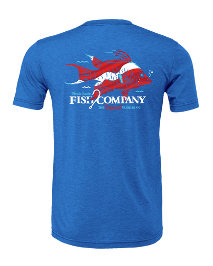 LIMITED FISH HOG FISH SHIRT S/S - HEATHER COLUMBIA BLUE – Florida Cracker  Fish Company